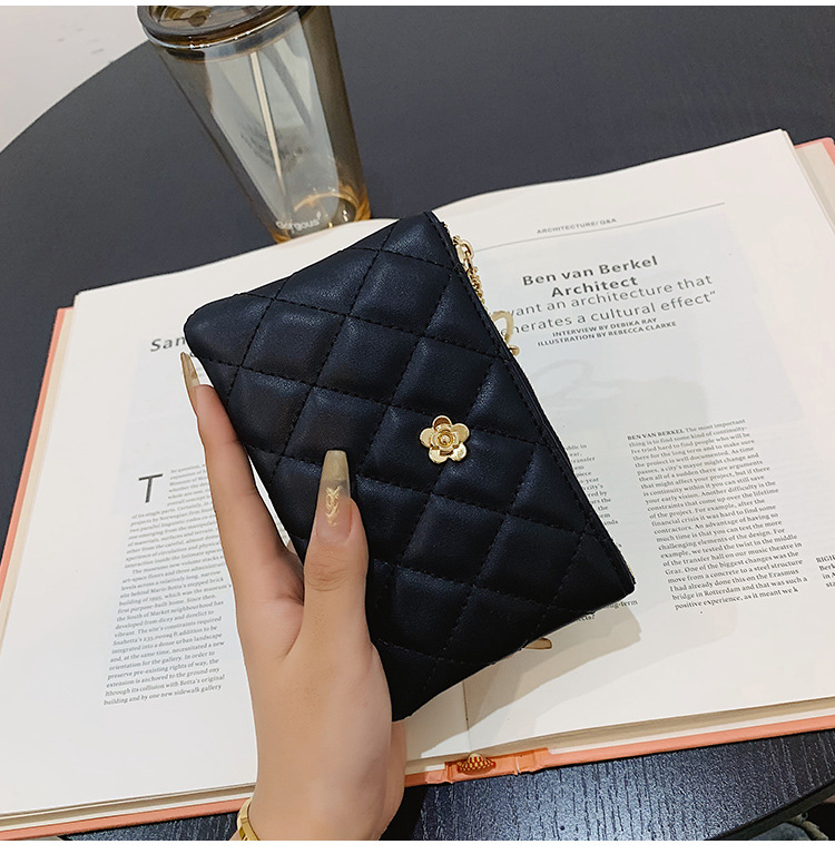 2023 kleine Brieftasche für Damen, kurzer Abschnitt, dünn, neuer Führerschein, Schlüsseltasche, Kartenhalter, Kamelie-Diamant-Reißverschluss, Münztasche_voghion.com