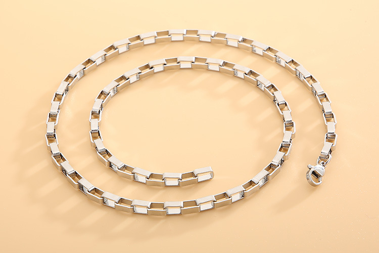 European and American fashion stainless steel rectangular lattice chain necklace bracelet