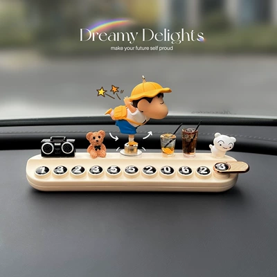 Creative Car Decoration Accessory: Small Moving Phone Number Sign for Temporary Parking (Nömrəli dayanma kartı) - mi-license-plate-rotate-xiaoxin-drink-free-5-sets-of-numbers-aromatherapy-stick