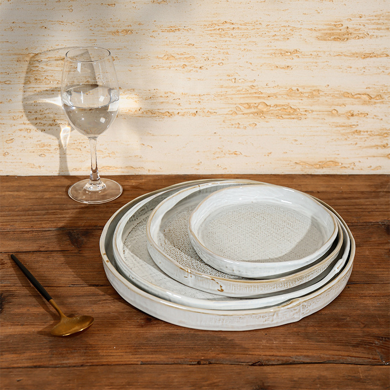 Pure White Simple Ceramic Disc Cream Style Deep Plate Creative Flat Plate Stoneware Rectangular Plate Hotel Tableware Set Wholesale Pure White Simple Ceramic Disc Cream Style Deep Plate Creative Flat Plate Stoneware Rectangular Plate Hotel Tableware Set Wholesale