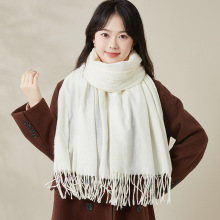 秋冬新款仿羊绒围巾女韩版百搭纯色披肩两用加厚保暖情侣流苏围脖