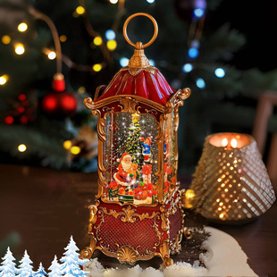 Christmas decoration retro snow music box scene layout ornaments carousel music box atmosphere gift
