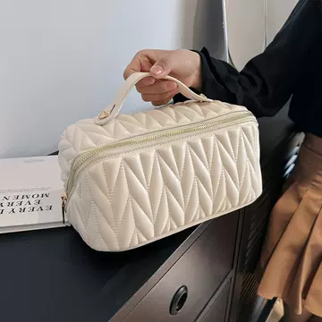 Cosmetic Bag Portable High-end Elastic Soft Face Pillow Bag Internet Celebrity Zipper New Partition Travel Cosmetic Storage - ShopShipShake