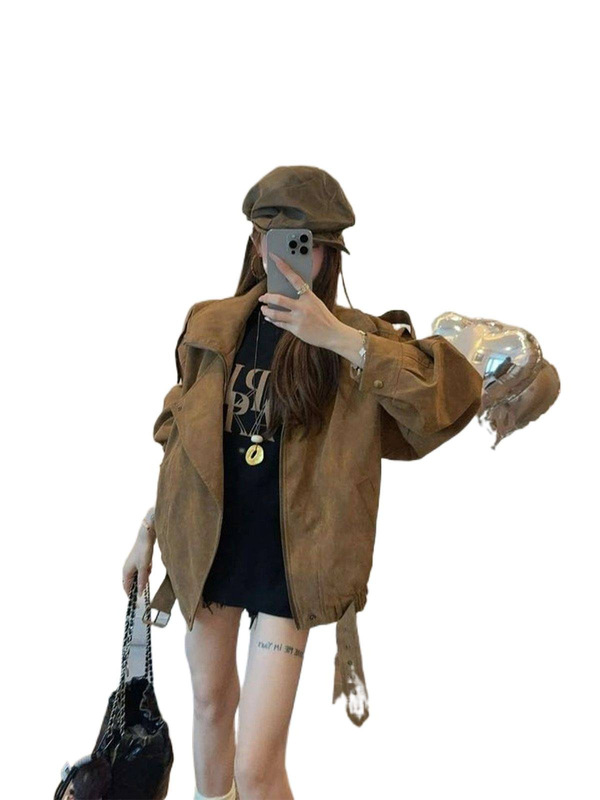 麂皮绒外套女春秋季2025新款早秋薄外套巨好看的短款夹克初秋休闲|undefined