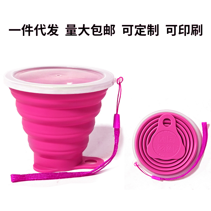 "Cordón de tapa inferior triangular de taza plegable de 270ml" rosa roja