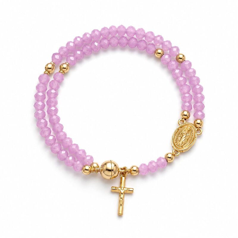 Women's Layered Bracelets with Faceted Rhombus-Shaped Crystals, Gold Magnetic Ball Beaded Bracelets, Amethyst Portrait Cross Bracelets Women's Layered Bracelets with Faceted Rhombus-Shaped Crystals, Gold Magnetic Ball Beaded Bracelets, Amethyst Portrait Cross Bracelets