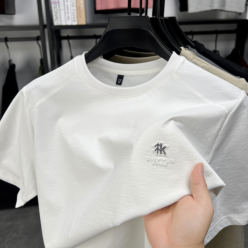 Cross-Border Foreign Trade Summer Men's Round Neck T-Shirt, Soft and Skin-Friendly, Versatile for Commuting, Short-Sleeved, Direct Supply from the Manufacturer, Dropshipping Available