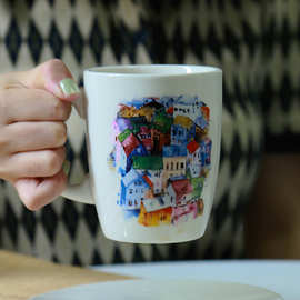 定制logo水墨画马克杯可印图片情侣礼品定做烤花咖啡杯