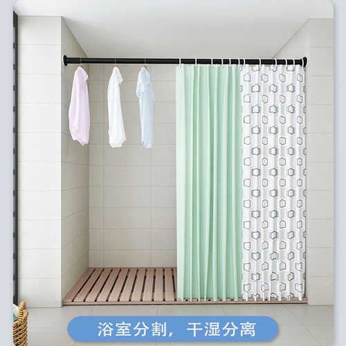 T9J5 curtain rod without punching, bedroom telescopic rod, single stem, top installation, no nails, no installation, bathroom shower curtain rod free