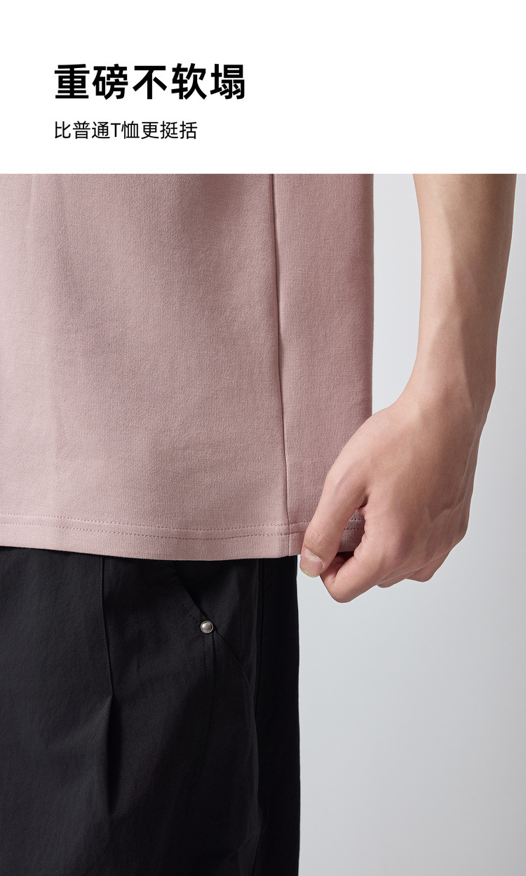 Áo thun nam cổ tròn cotton dày 210g thấm hút tốt — đen chi tiết 6