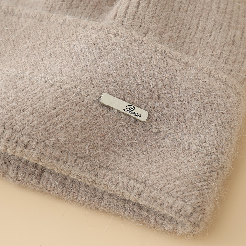 Japanse stijl voor vrouwen, herfst en winter, veelzijdige, dikke, warme, koudebestendige gebreide muts, afslankend voor het gezicht en de oren_voghion.com