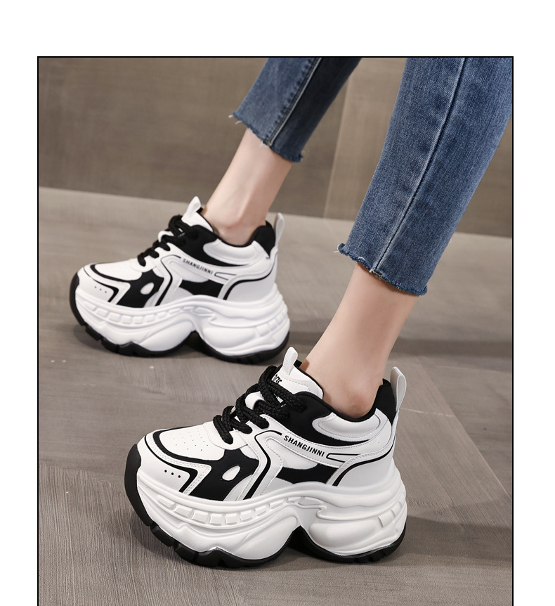 Giày sneaker nữ chunky đế dày HS6798-52 kiểu hot trend — Đen và trắng chi tiết 11