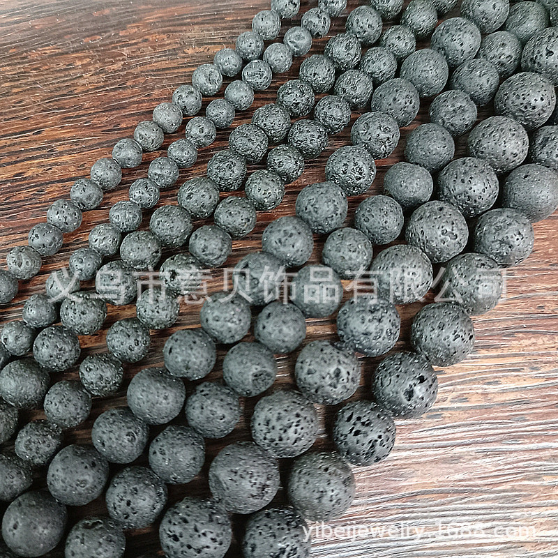 Furnace baked lava black volcanic beads 6/8/10/12mmdiy volcanic beads cross-border jewelry accessories wholesale