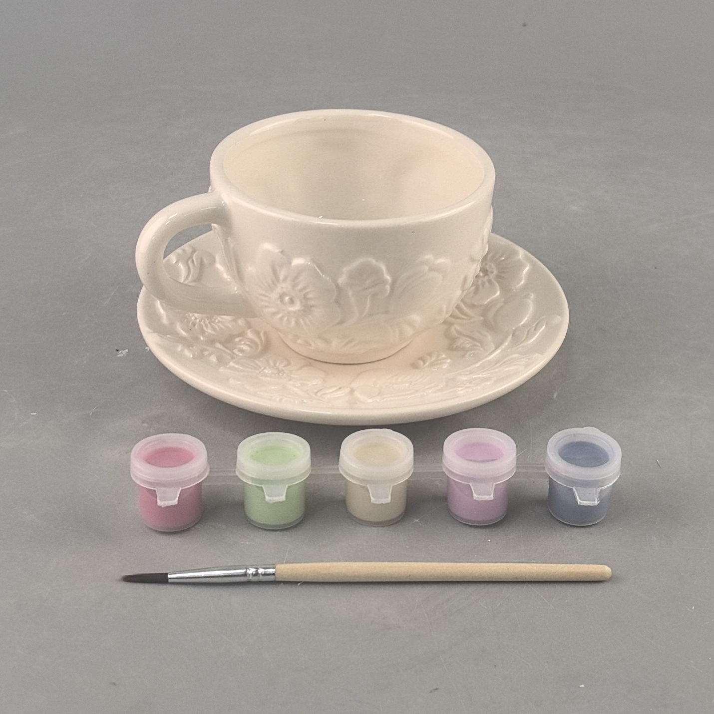 Retro Showa francés té de la tarde cerámica corte flor relieve taza de café plato taza de té DIY estilo europeo elegante