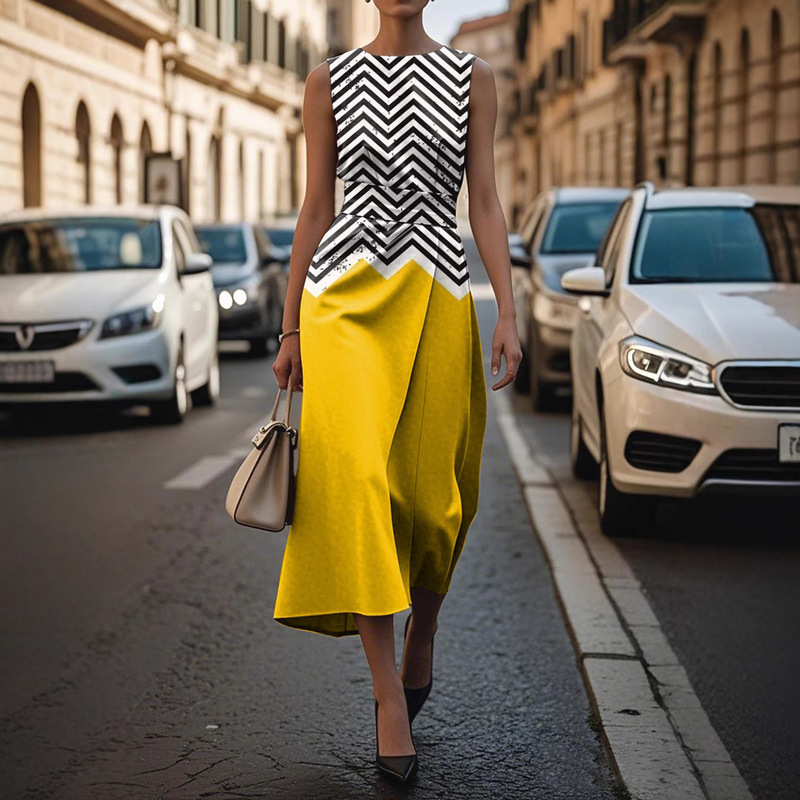 Cross Border Independent Station Amazon Flower Ocean Eternal Elegant dress E483 Women Sleeveless dress