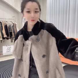 年冬季新款皮毛一体水貂绒女款毛毛皮草外套时尚短款加厚宽松印染