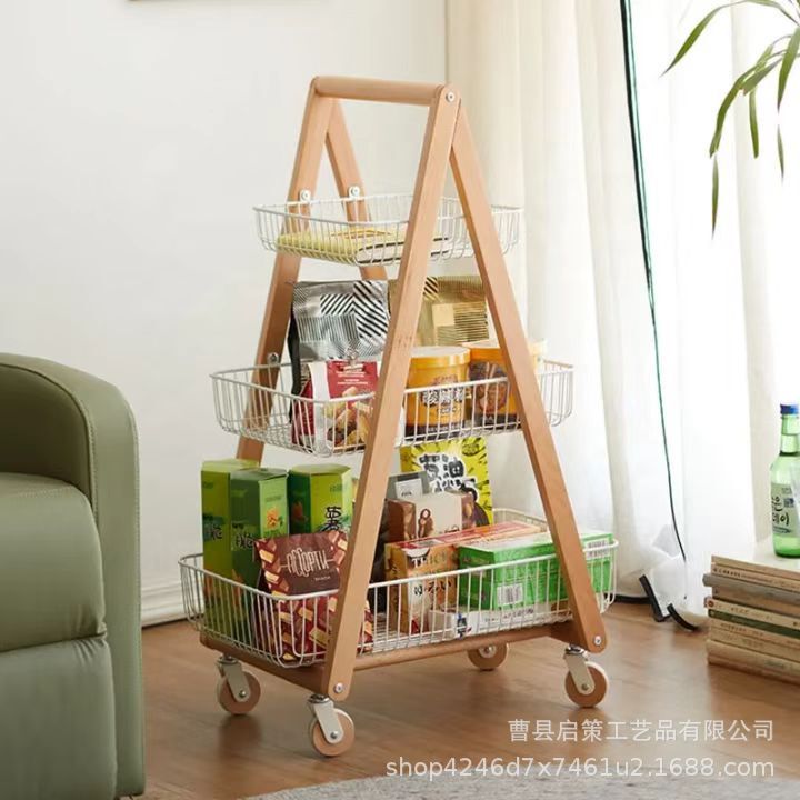 木质移动小推车客厅储物用品浴室多层整理架收纳架带滚轮置物架|undefined