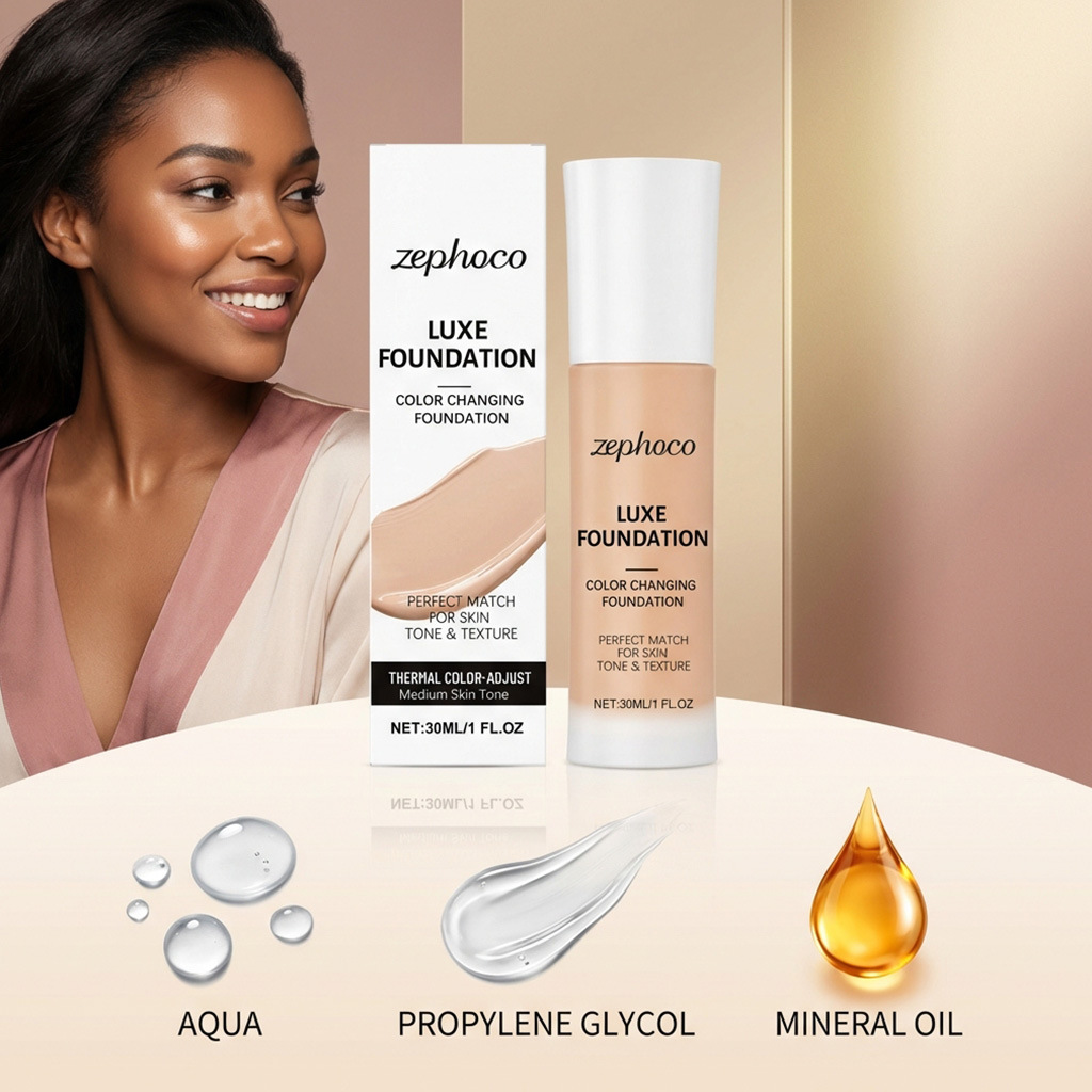 zephoco 温感调色粉底液(中肤色) 温和配方轻盈自然便携亲肤