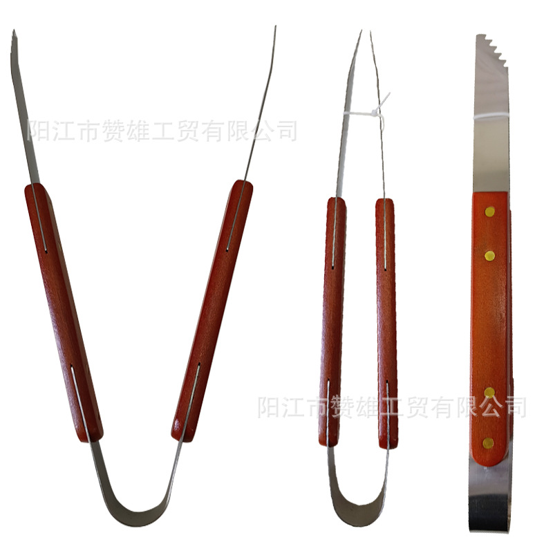 Fábrica de suministro directo de herramientas de parrilla de mano de madera 18 piezas de parrilla de parrilla portátil al aire libre