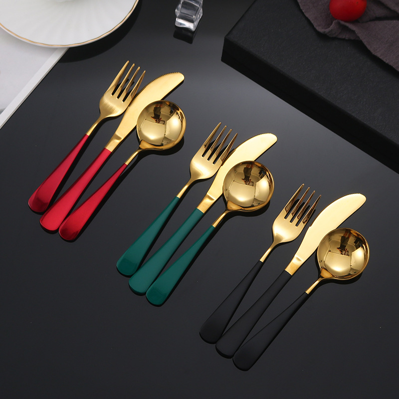 304 Internet de la celebridad cuchara de acero inoxidable cuchillo de vajilla, tenedor y cuchara Hotel Occidental cuchillo de carne postre cuchara redonda Tenedor logotipo imprimible