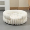 Notched version of rabbit fur round nest - milky white