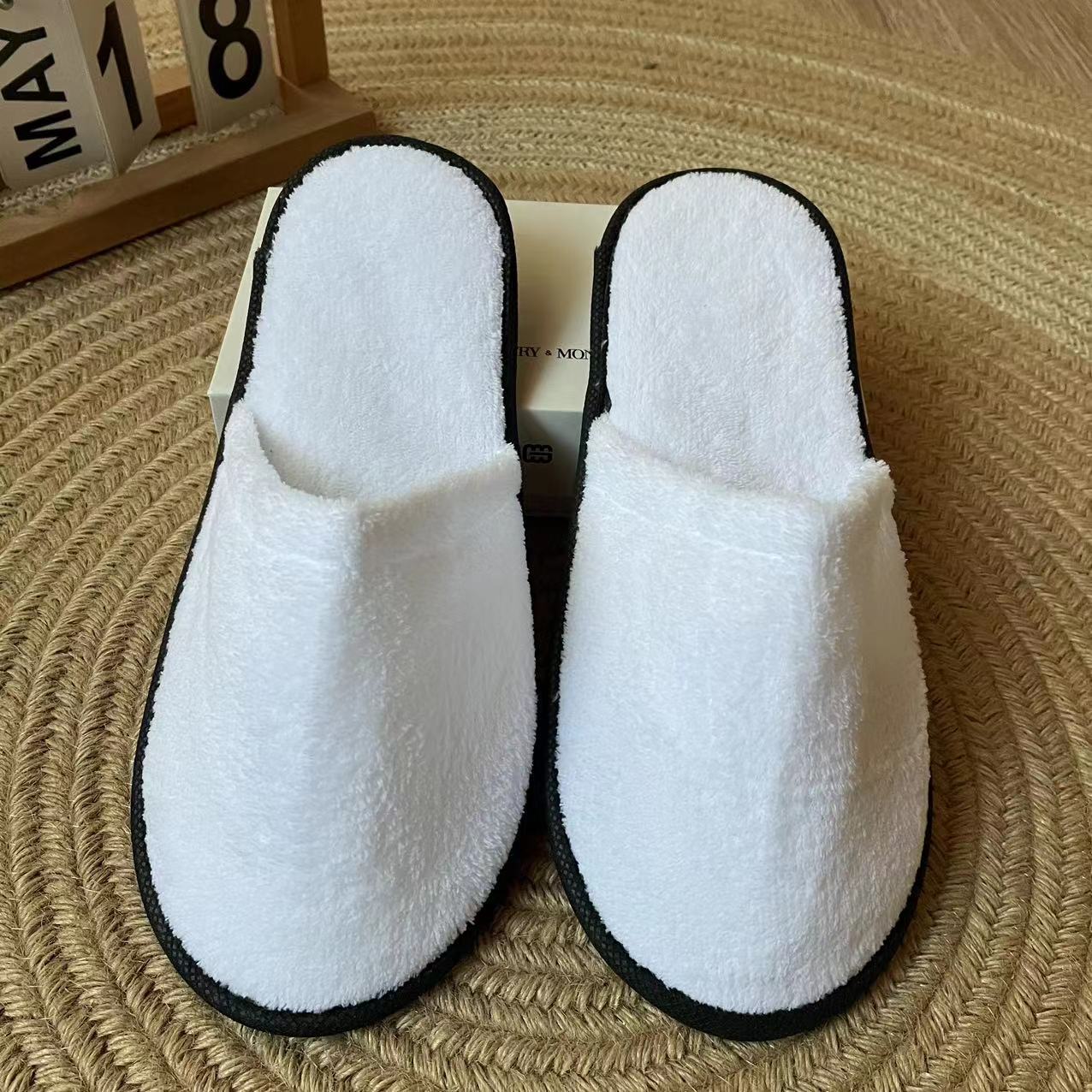 White gray edged coral velvet bag