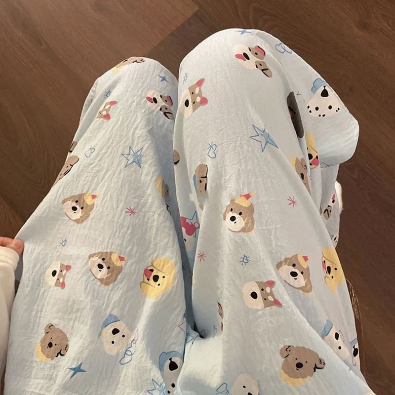Floral Patterns Can Be Customized - Cloud Cotton Loose-Fitting Women's Long Pajama Pants for Summer and Spring, Thin Casual Home Pants That Can Be Worn Outside for Walking