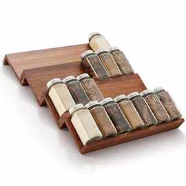 复古木质调料收纳架抽屉厨房用品香料整理架多层调味罐香料储物架