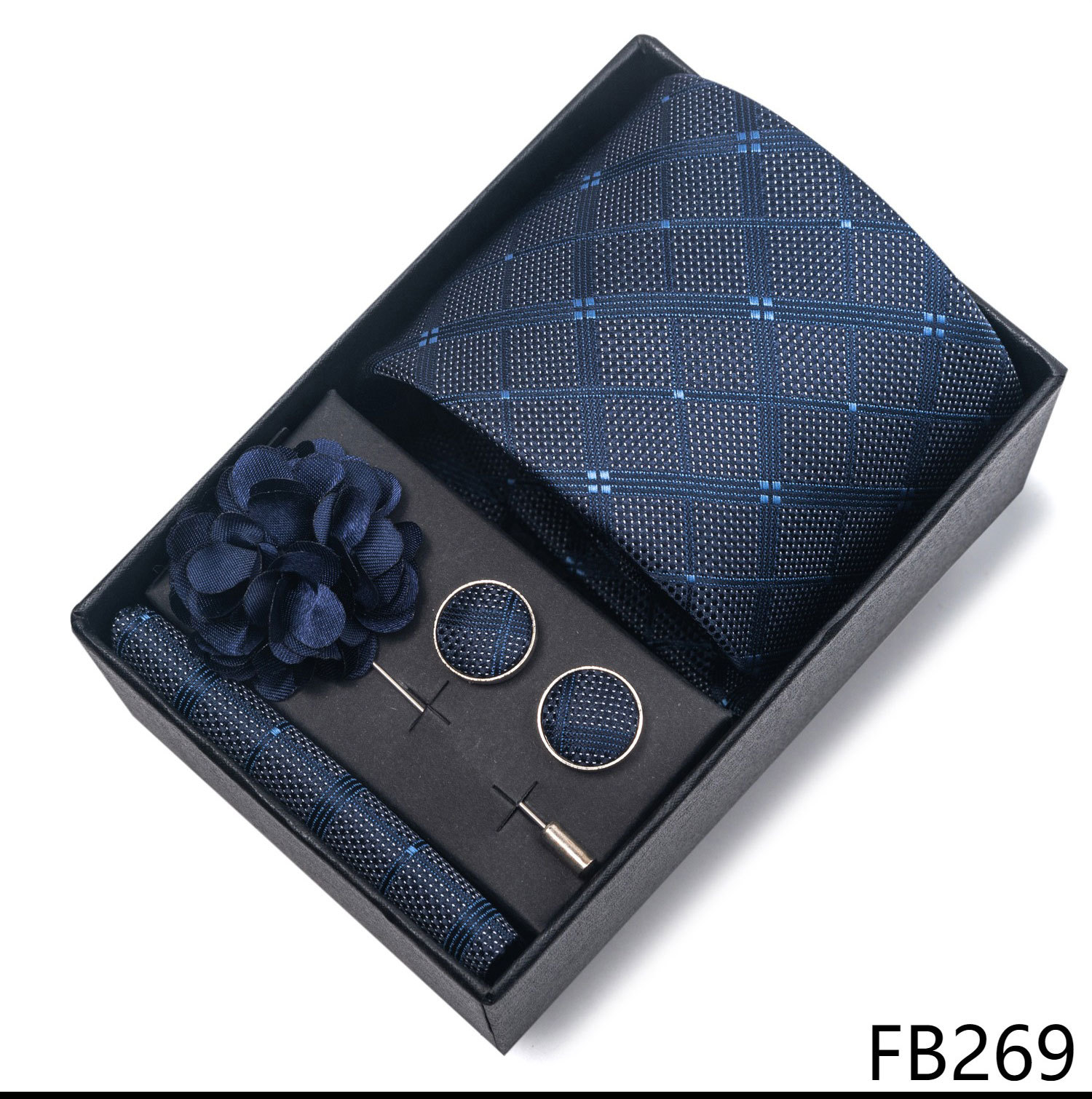 Hochzeits-Bräutigam-Feier Weinrote Krawatte, Herrenanzug-Manschettenknöpfe, Brustblumen-Accessoires-Set-Box_voghion.com