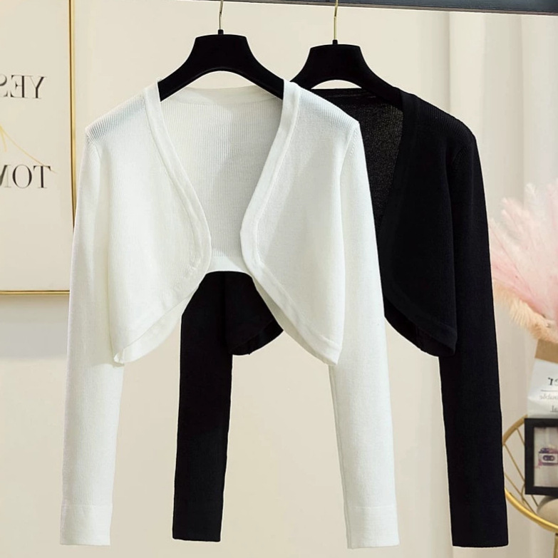 French-Style Knitted Cardigan for Women, Spring and Summer Short Sleeveless Jacket Paired with a Slip Dress, Outerwear, Short Shawl Coat French-Style Knitted Cardigan for Women, Spring and Summer Short Sleeveless Jacket Paired with a Slip Dress, Outerwear, Short Shawl Coat