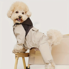 ペット犬レインコート防水四本足作業服コントラストカラーステッチジャケット防風ハンサム犬服