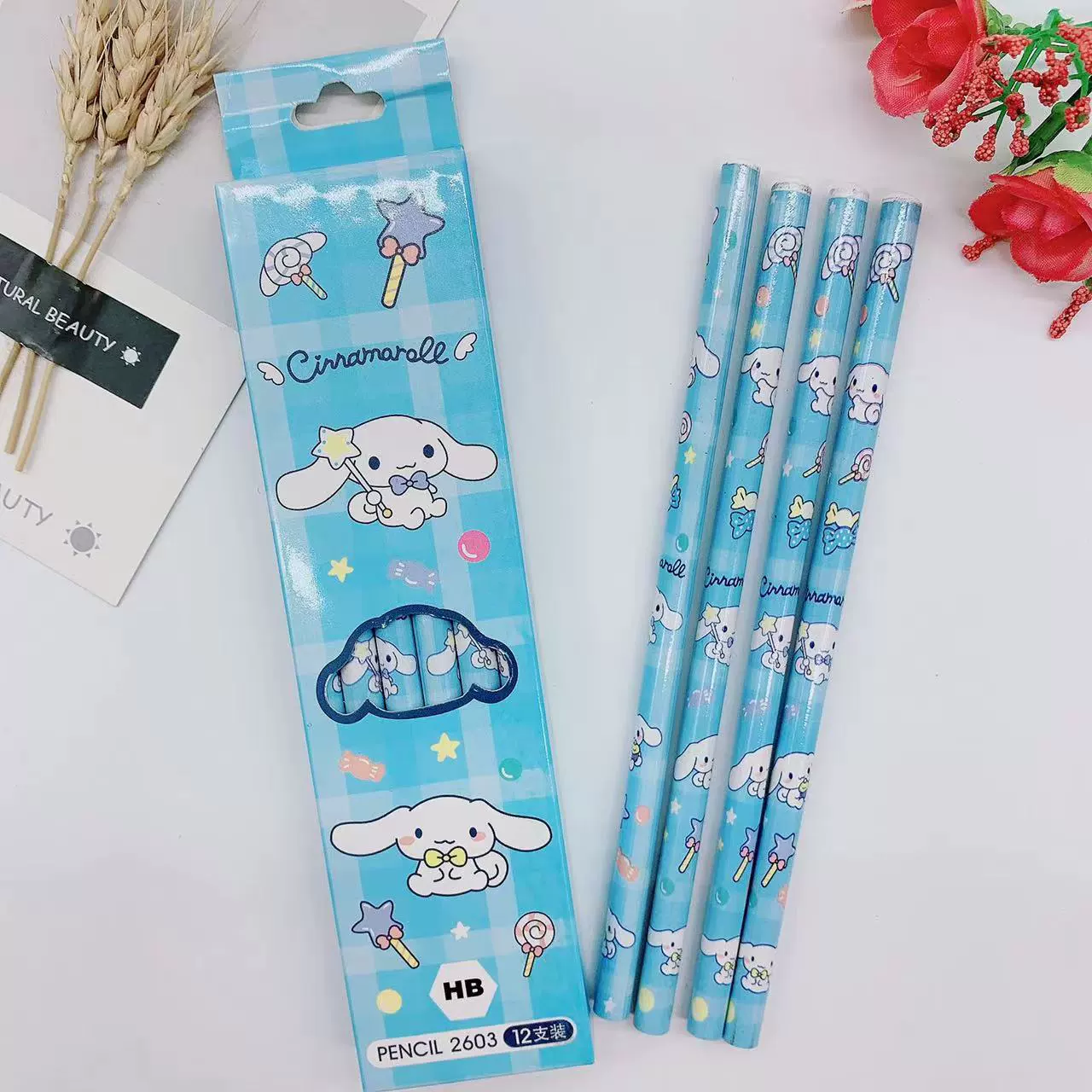 Cartoon Pencil Set 12 pcs Model 2603, HB leads, 17.3 cm — Birthday Gift
