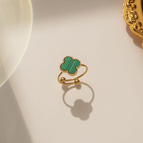 Women's Adjustable Four-Leaf Clover Titanium Steel Ring - Unique, Fresh, Small Design Sensory Accessory