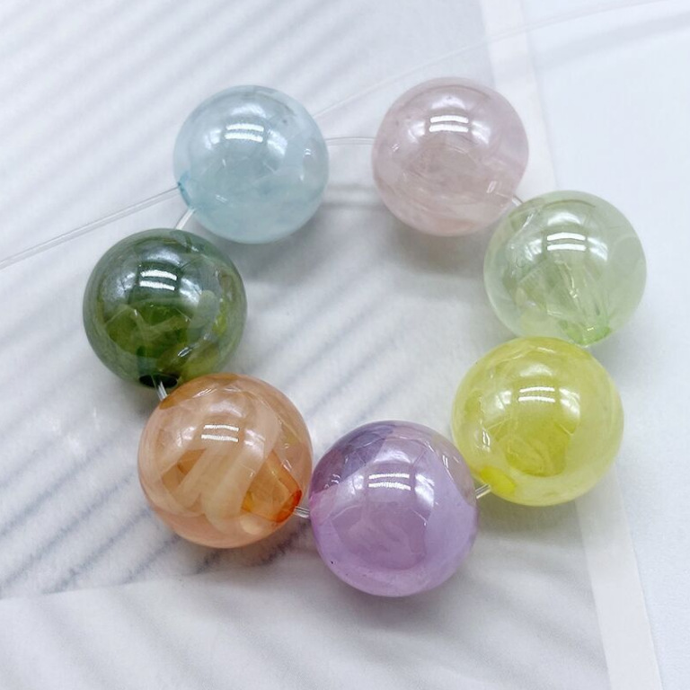 Acrylic two-color transparent round beads handmade