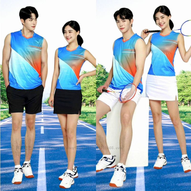 Badminton Clothing suit Men's and Women's Summer Sleeveless T-shirt V-neck Training Quick-drying Breathable Table Tennis Clothing volleyball shirt skirt pants
