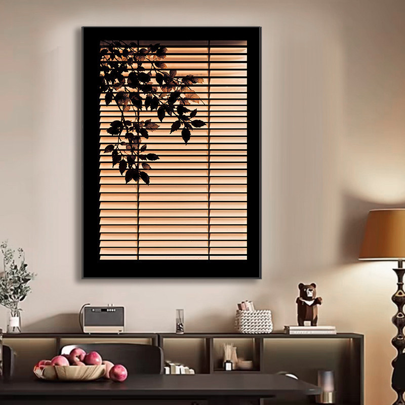 Fake Window Light and Shadow Plant Decorative Painting, Vintage-Style Living Room and Dining Room Wall Art, Entryway Cabinet Tabletop Painting, Wall Mural Fake Window Light and Shadow Plant Decorative Painting, Vintage-Style Living Room and Dining Room Wall Art, Entryway Cabinet Tabletop Painting, Wall Mural