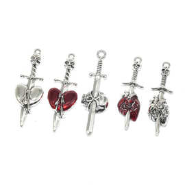 DIY合金饰品 混多款骷髅剑吊坠 耳饰手链项链挂坠饰品配件