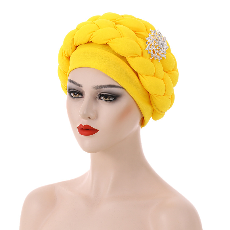 Muslim hat Autumn African hand-braided hat with accessory turban wrap_voghion.com