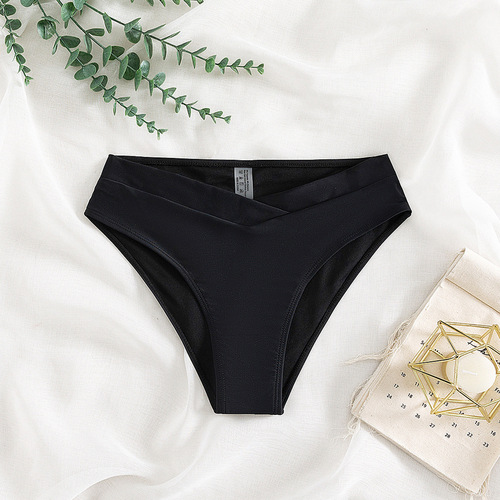 2025 Bikini European and American Solid Color Shorts Swimsuit Sexy Bikini Swimwear Women's