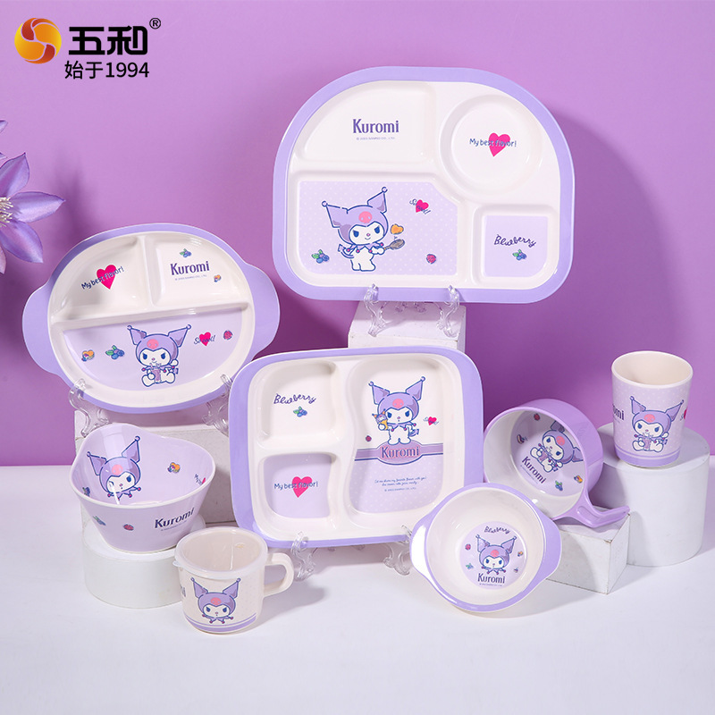Sanrio Kulomi Tableware Food Grade Children's Tableware melamine Children's Dinner Plate High Color Value Cute Food Bowl
