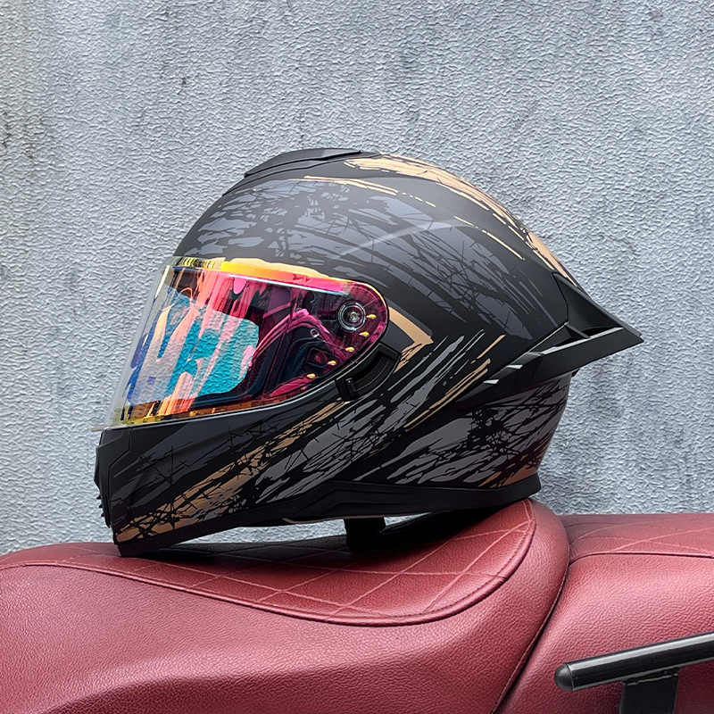 Casco integral transfronterizo DOT de la versión mejorada de LVS con doble lente para hombres, casco de seguridad universal para todas las estaciones para motociclistas femeninas, casco de motocicleta con doble lente.