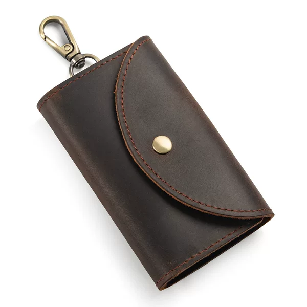 Cross-Border Exclusive Supply of Genuine Leather Vintage Key Case, Crazy Horse Leather Simple Casual Coin Purse 70% off Waist Bag for Men