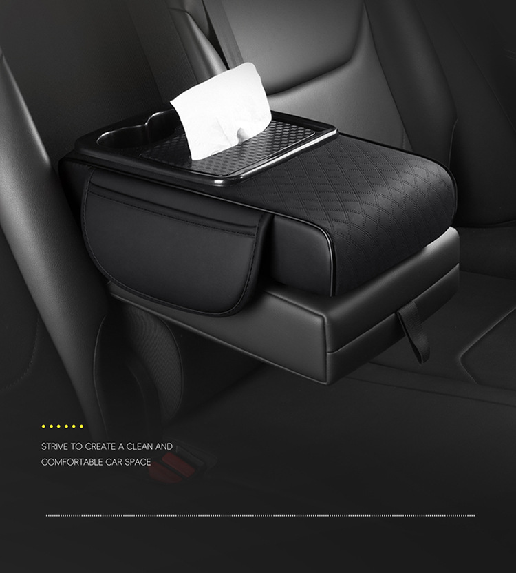 Cross-Border Foreign Trade Car Armrest Box Pad, Universal Car Tissue Box Heightening Pad, Full Leather Pad, Storage Universal Model