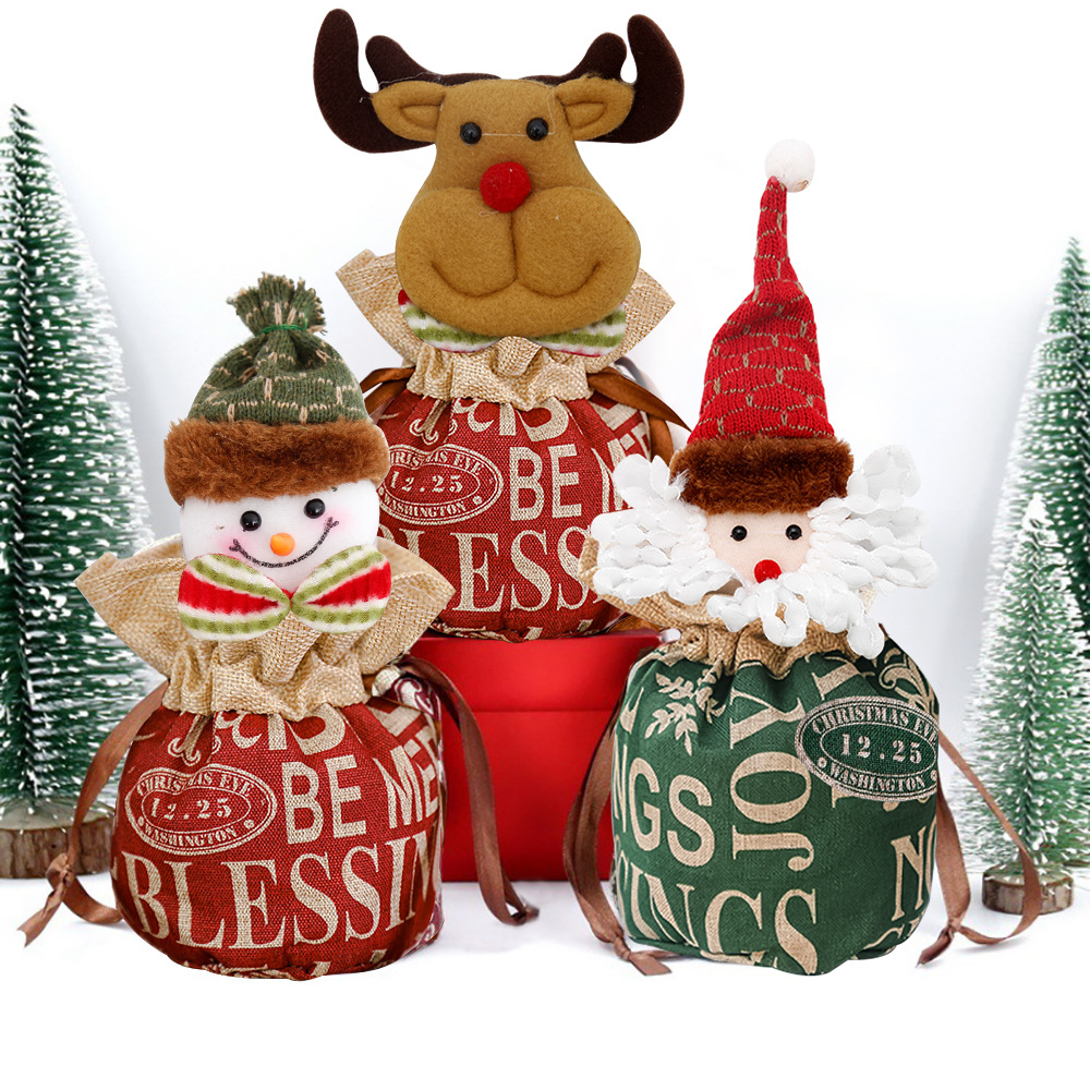 2026 nueva bolsa de regalo de Navidad Nochebuena bolsa de manzanas Santa Claus estereoscópica bolsa de dulces de alce