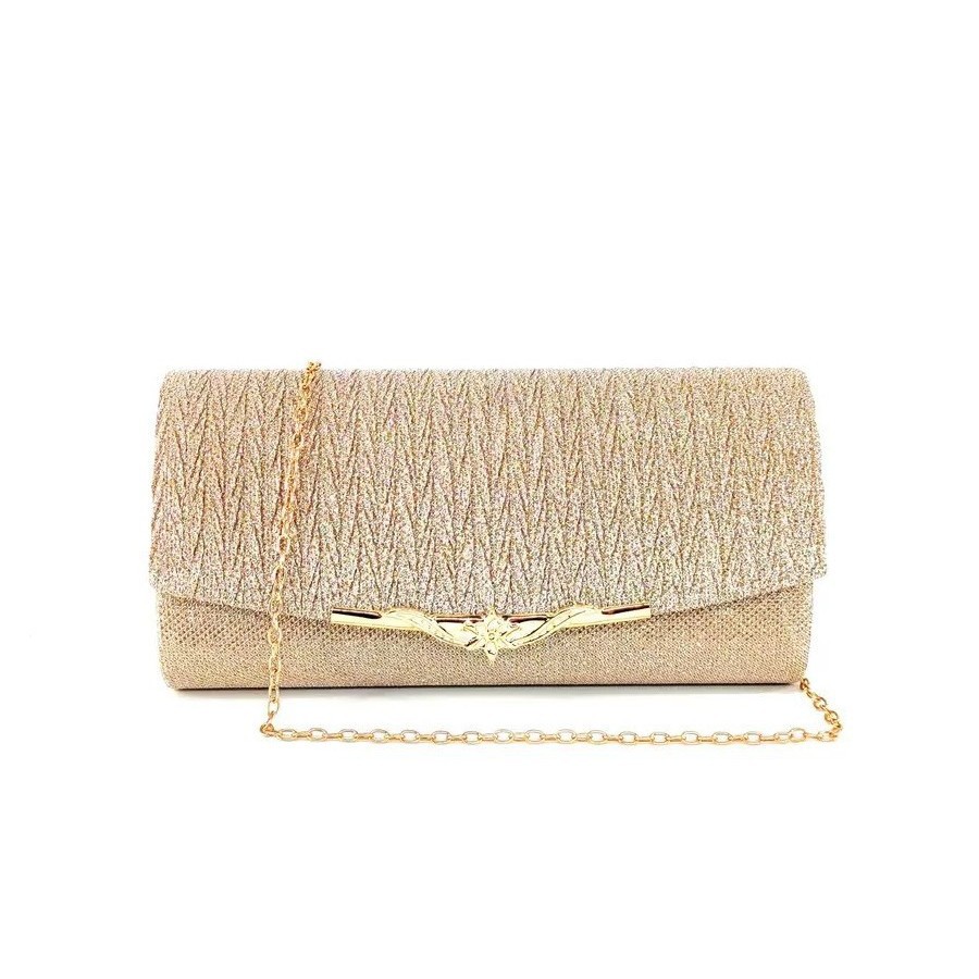 Cross-Border New Factory Direct Metal Women's Evening Bag Shiny Pleated Luxury Portable Round Bottom Crossbody Clutch - Thumbnail 3
