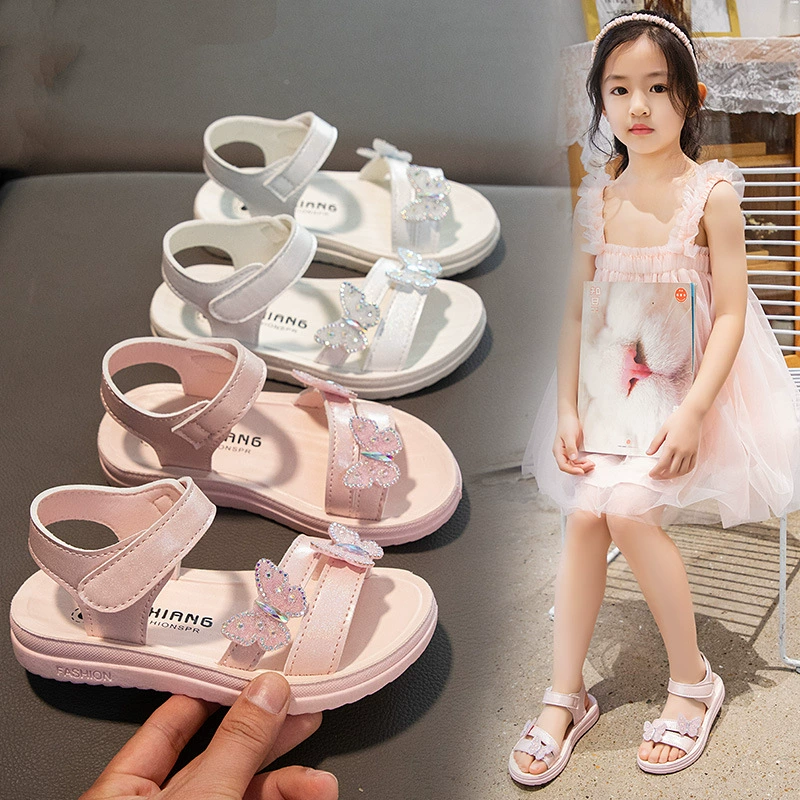 Детская обувь принцессы для девочек сандалии Летняя новая сетка красная повседневная детская обувь нескользящая мягкая подошва девушка сладкая пляжная обувь