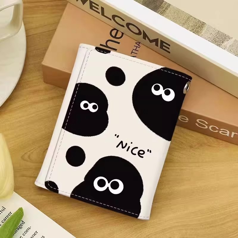 Coal Ball 70% off Short Wallet Student Cute Card Holder Large Capacity Multiple Card Slots Folding Coin Purse Cartoon Style