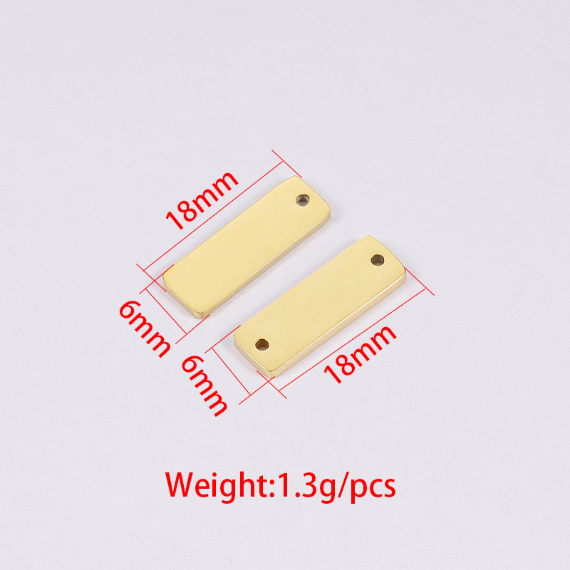 PVD Coated Gold Plating Process 1 Piece 6 * 18mm 304 Stainless Steel PVD Coated Real Gold Plated Customization Laser Engraving Solid Color Polished Pendant DIY Jewelry Accessories