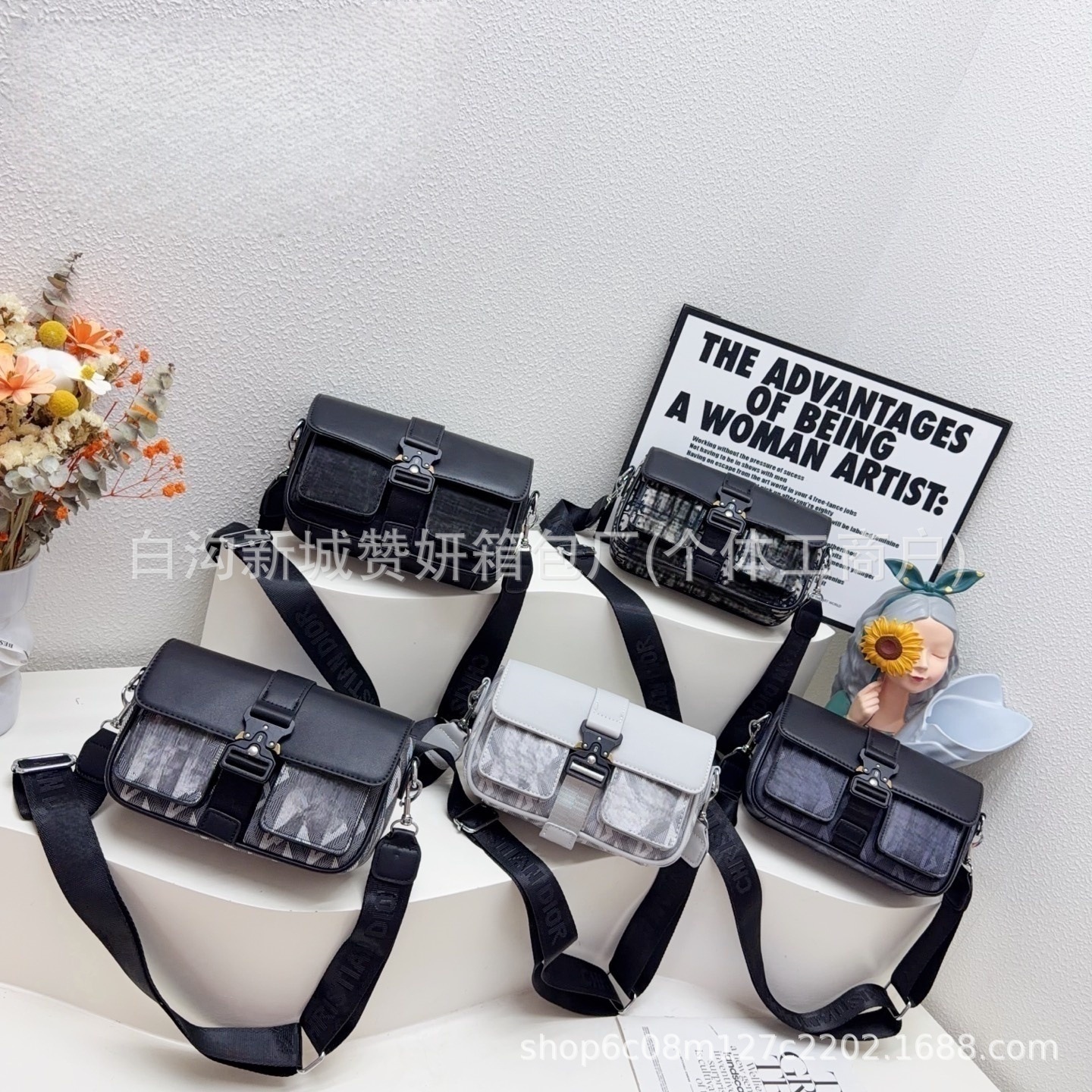Cross-border new D-brand printed flap-over men's camera bag with buckle, high-quality and fashionable men's shoulder bag