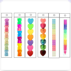 Highlighte transparent color puzzle with multiple sections, splicing fox PVC set, heart fluorescent pen